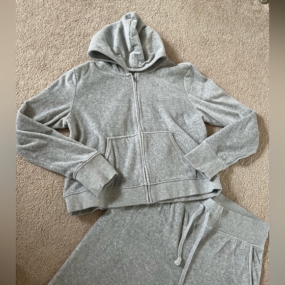 Grey Aerie Flare pants with Cropped hooded Zip-up. - Picture 3 of 7